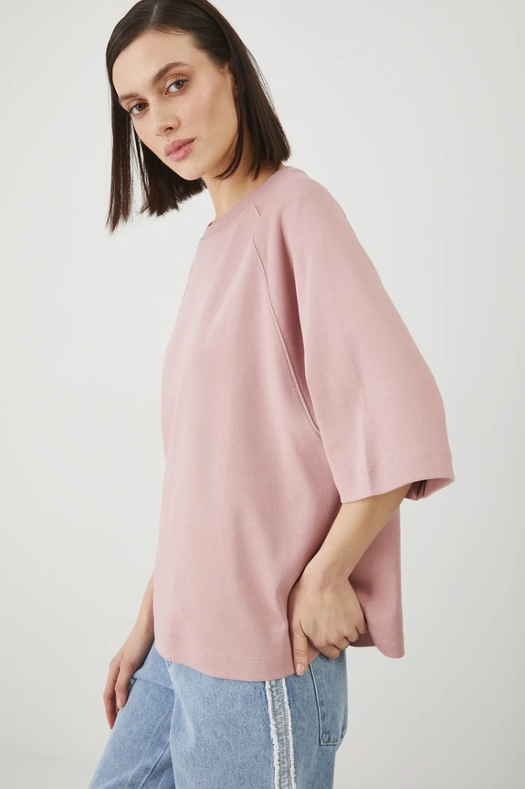 Bavlněné tričko dámské bez vzoru interlock růžová barva růžová RS25.TSD613