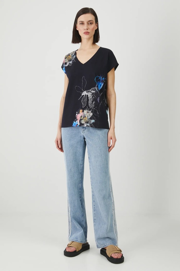 Odzież T-shirt bawełniany damski by Justyna Stoszek – Forest Forever, Sense of Values kolor czarny RS25-TSD651 czarny