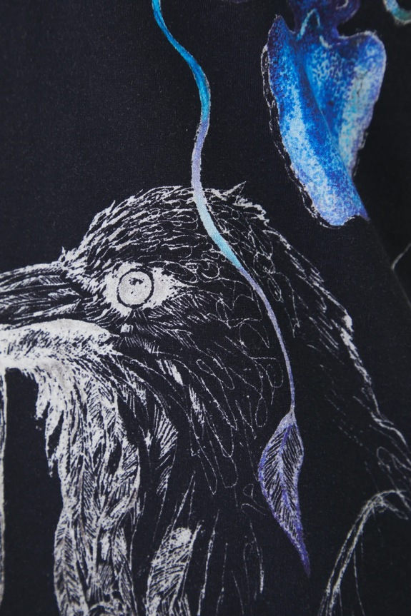 T-shirt bawełniany damski by Justyna Stoszek – Forest Forever, Sense of Values kolor czarny RS25-TSD651