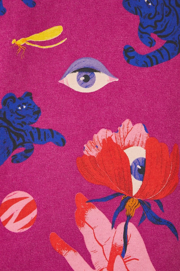 T-shirt bawełniany damski by Patrycja Niewiadomska, Sense of Values kolor różowy RS25-TSD654