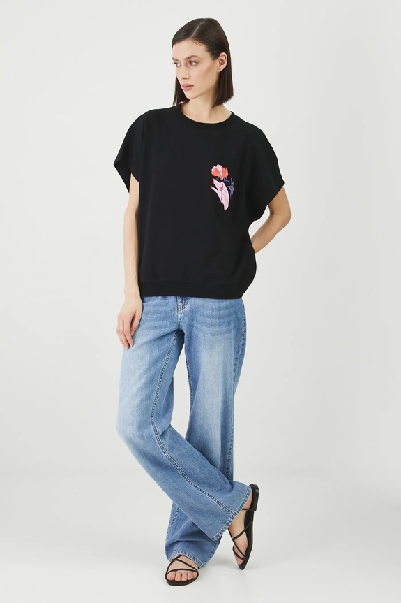Odzież T-shirt bawełniany damski by Patrycja Niewiadomska, Sense of Values kolor czarny RS25-TSD655 czarny