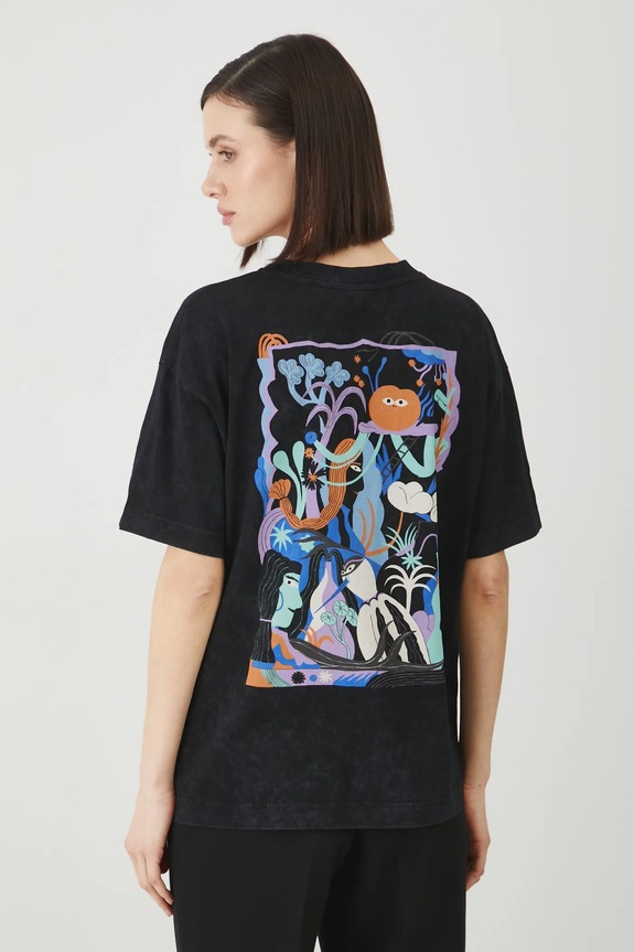 T-shirt bawełniany damski by Barbora Idesová, Sense of Values kolor czarny RS25-TSD657 czarny RS25