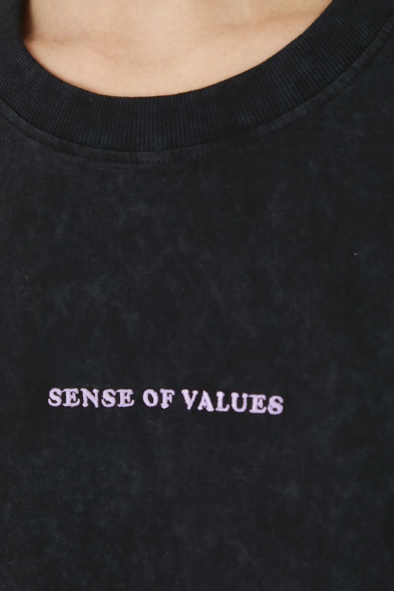 T-shirt bawełniany damski by Barbora Idesová, Sense of Values kolor czarny RS25-TSD657