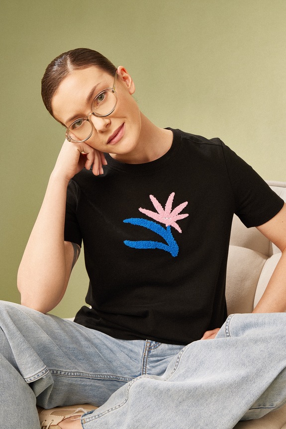 Bavlněné tričko by Barbora Idesová, Sense of Values černá barva regular černá RS25-TSD658