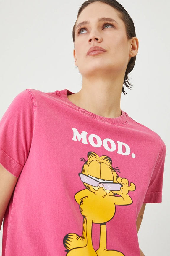 Bavlněné tričko Garfield růžová barva růžová RS25-TSD670