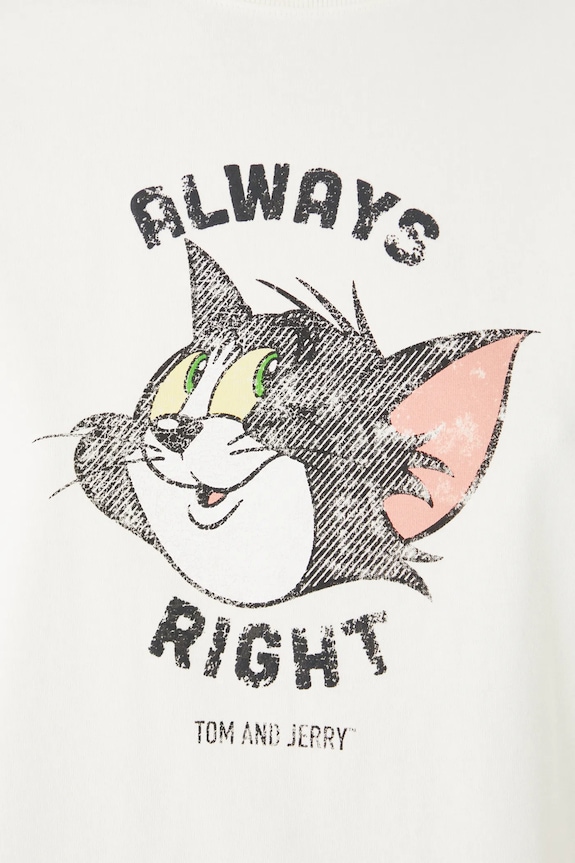 T-shirt bawełniany damski Tom and Jerry kolor beżowy RS25-TSD672