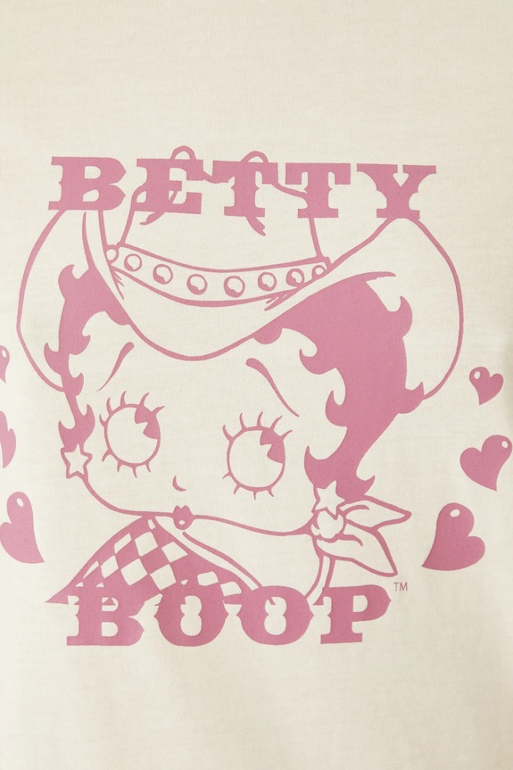 T-shirt bawełniany damski Betty Boop kolor beżowy RS25-TSD673 beżowy