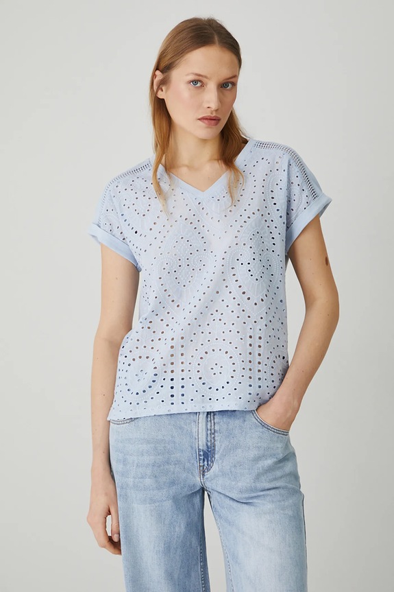 Medicine tricou din bumbac imprimeu albastru RS25-TSD701