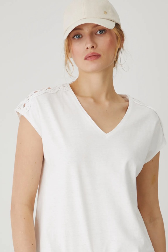 Lanena kratka majica Medicine bež RS25-TSD711