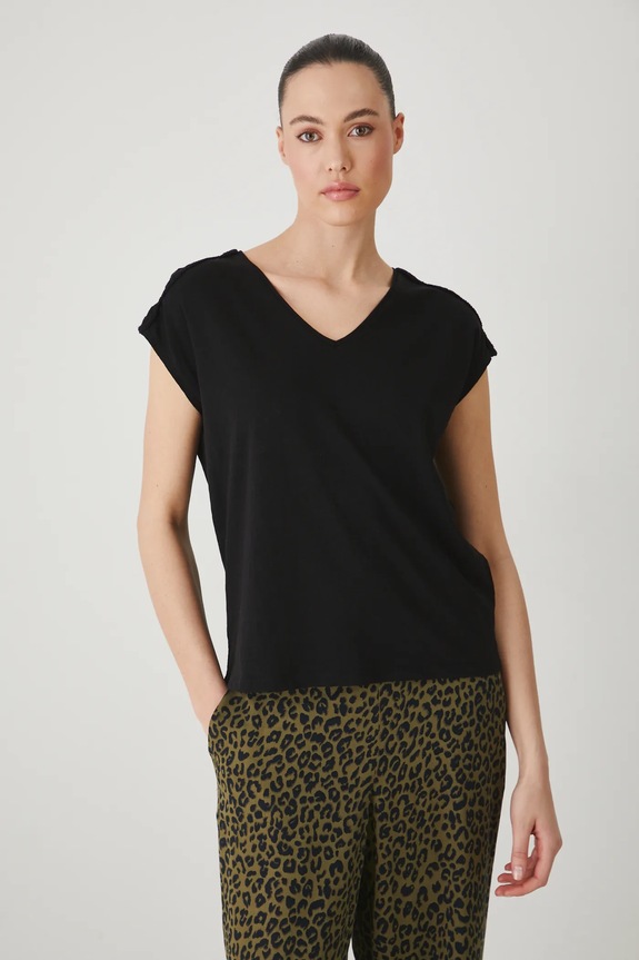 Oblačila Lanena kratka majica Medicine RS25-TSD711 črna