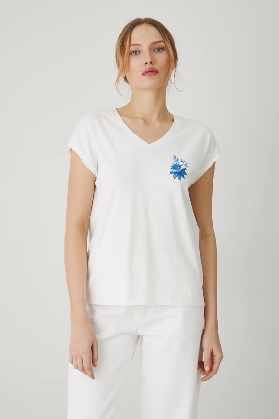 Medicine t-shirt bawełniany nadruk beżowy RS25-TSD713