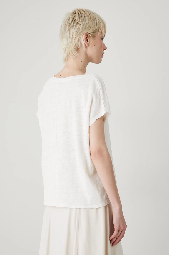 Odzież T-shirt lniany damski gładki kolor beżowy RS25-TSD802 beżowy