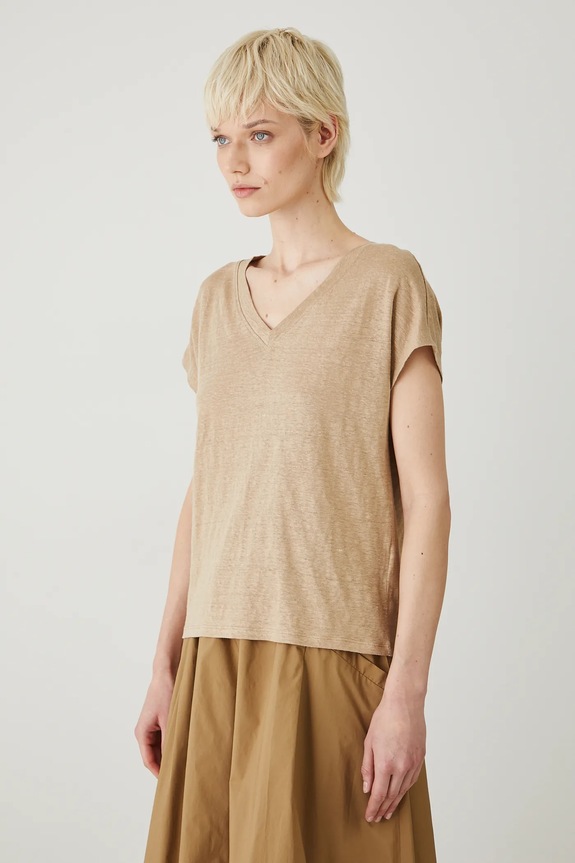 Lanena majica kratkih rukava Medicine bež RS25-TSD802