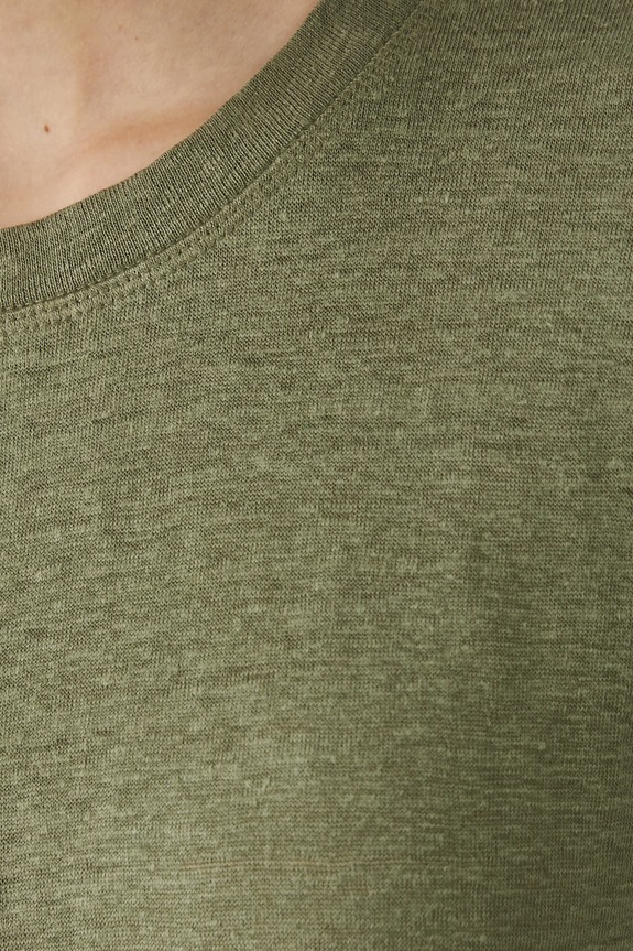T-shirt lniany damski gładki kolor zielony RS25-TSD803 zielony