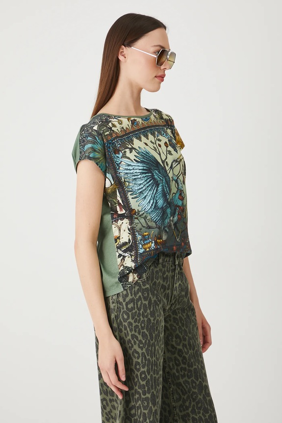 T-shirt bawełniany damski wzorzysty kolor multicolor RS25-TSD808 multicolor RS25
