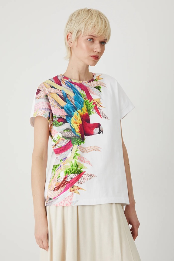 T-shirt bawełniany damski z kolekcji El Gato Chimney x Medicine kolor biały RS25-TSD853 biały RS25