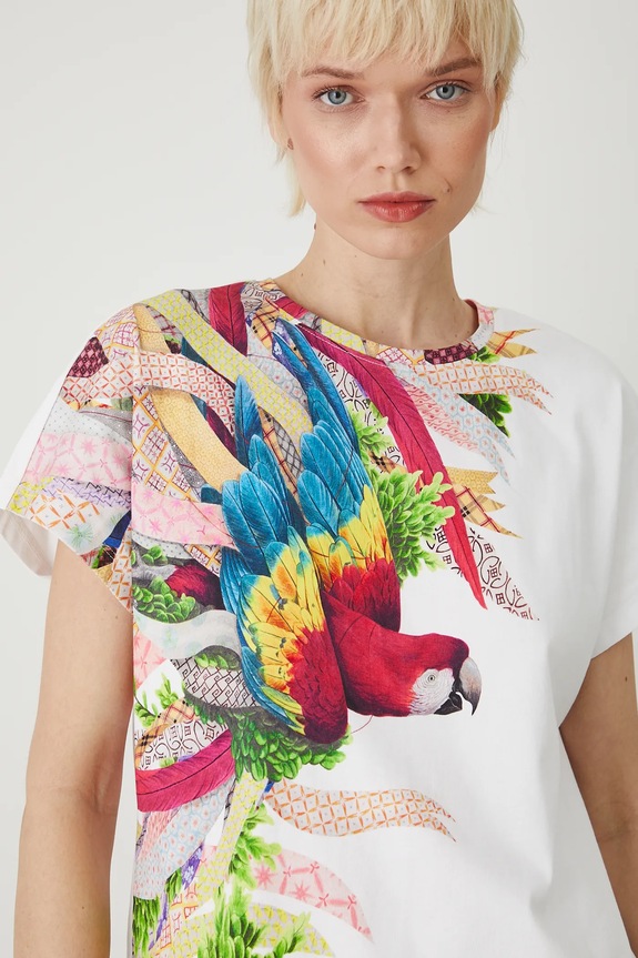 T-shirt bawełniany damski z kolekcji El Gato Chimney x Medicine kolor biały RS25-TSD853 biały