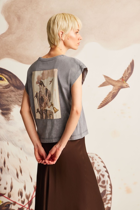 Bombažna kratka majica Medicine Potisk siva RS25-TSD854