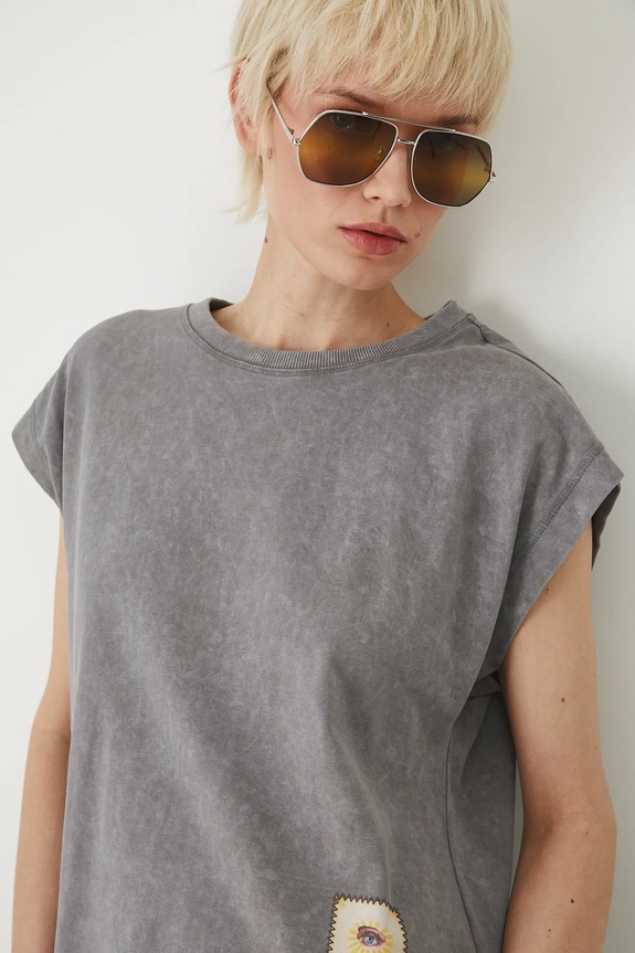 Bombažna kratka majica Medicine RS25-TSD854 siva