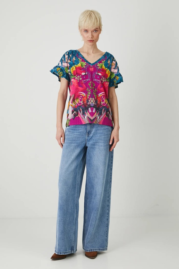 Odzież T-shirt damski z kolekcji El Gato Chimney x Medicine kolor różowy RS25-TSD858 różowy