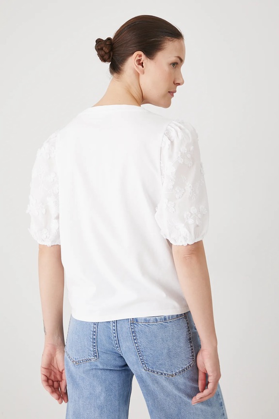 Odzież T-shirt bawełniany damski z elastanem z aplikacją kolor biały RS25-TSD902 biały