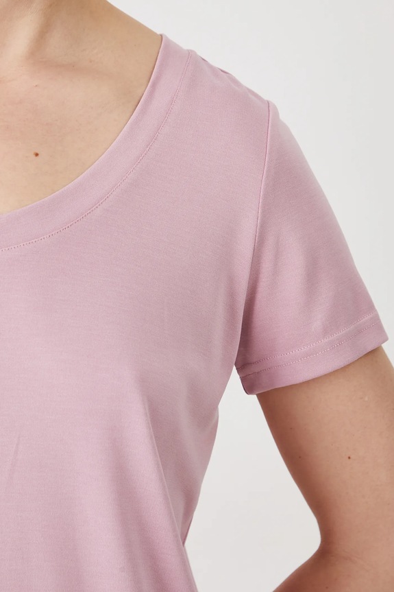 T-shirt damski gładki z modalem kolor różowy RS25-TSD903 różowy