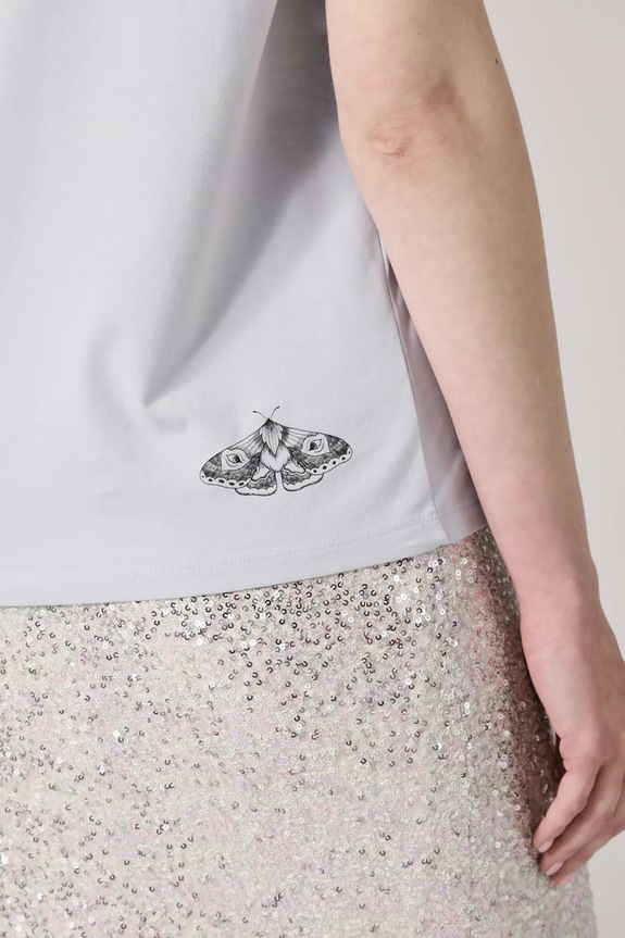 Bavlněné tričko dámské s potištěným elastanem modrá barva RS25-TSD909 modrá