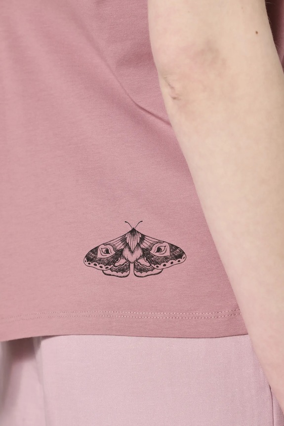 T-shirt bawełniany damski z elastanem z nadrukiem kolor różowy RS25-TSD909 różowy