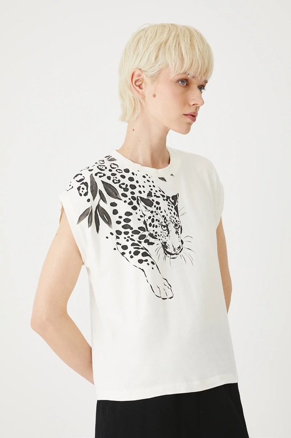 Medicine t-shirt bawełniany nadruk beżowy RS25-TSDA01