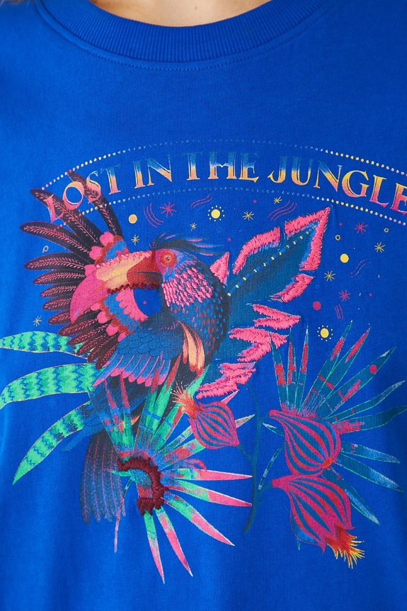 Bavlnené tričko dámske s potlačou RS25-TSDA01 modrá