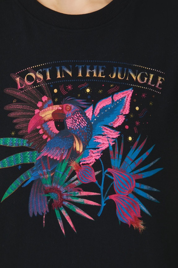 T-shirt bawełniany damski z nadrukiem kolor czarny RS25-TSDA01 czarny