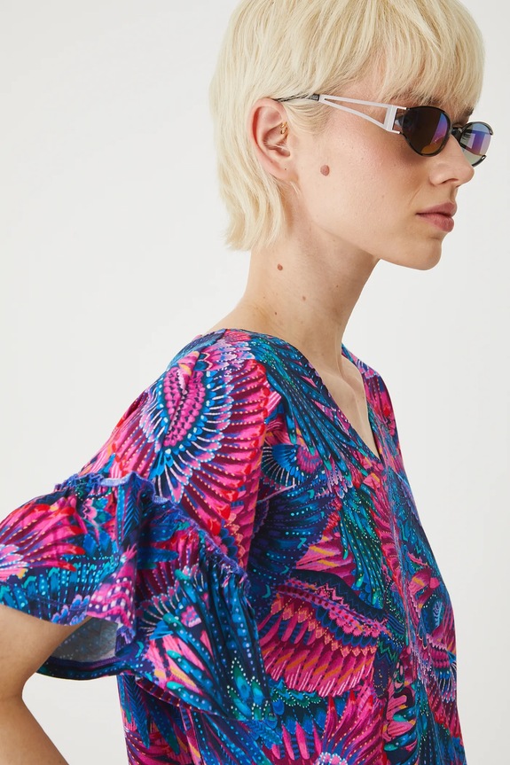 Bavlnené tričko dámske s elastanom vzorovaný viac farieb regular viacfarebná RS25-TSDA02