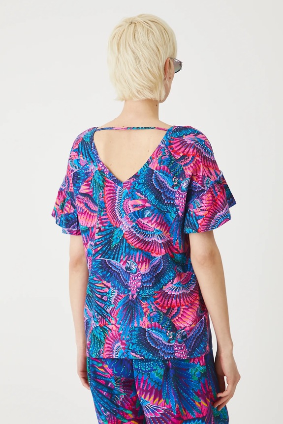 Oblečenie Bavlnené tričko dámske s elastanom vzorovaný viac farieb RS25-TSDA02 viacfarebná