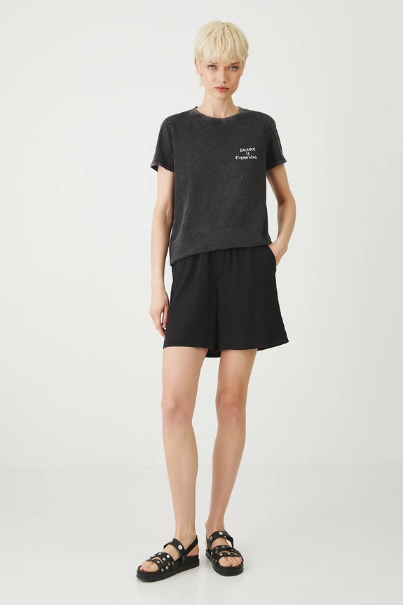 Bavlněné tričko dámské se sepraným efektem šedá barva RS25-TSDA09 šedá RS25