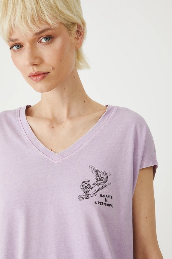 Medicine tricou din bumbac print violet RS25-TSDA10