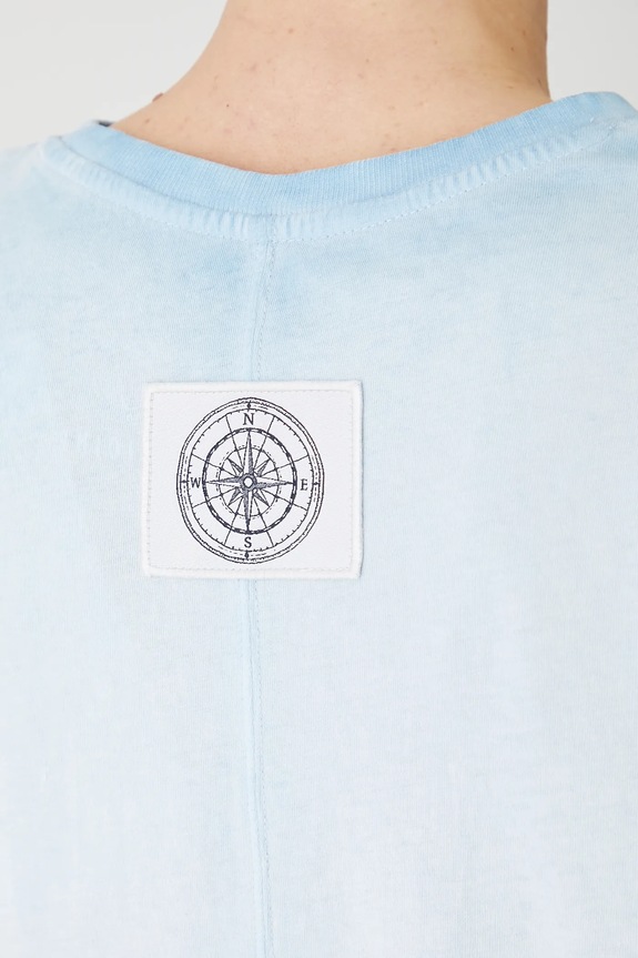 T-shirt bawełniany damski z kolekcji Medicine x Słowiński Park Narodowy kolor niebieski RS25-TSDA50