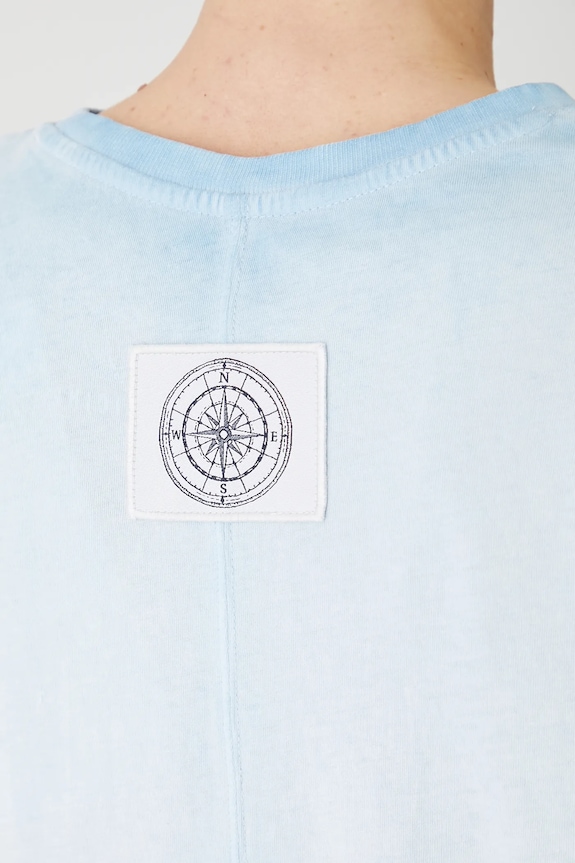 T-shirt bawełniany damski z kolekcji Medicine x Słowiński Park Narodowy kolor niebieski RS25-TSDA50