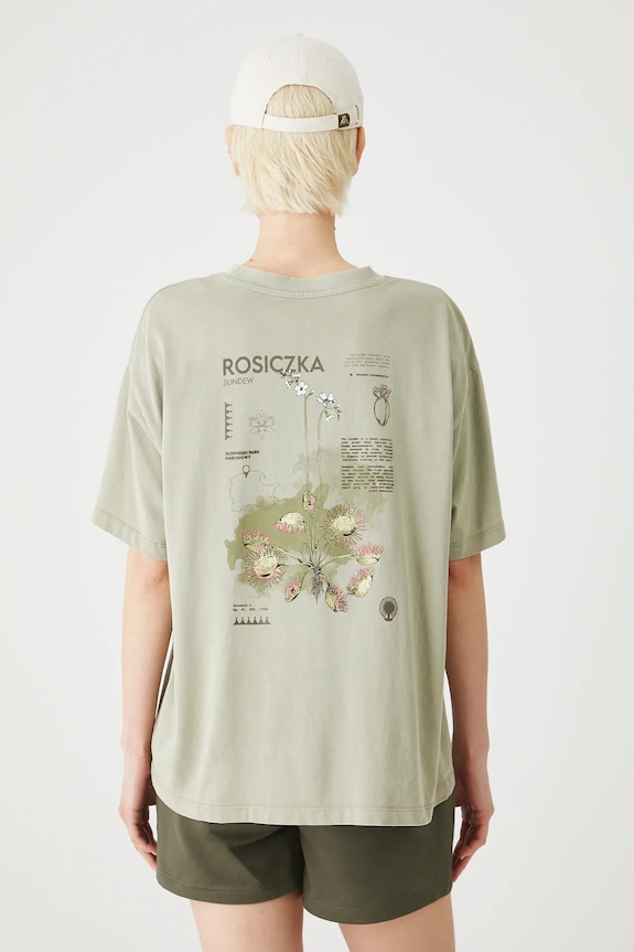 T-shirt bawełniany damski z kolekcji Medicine x Słowiński Park Narodowy kolor zielony zielony RS25-TSDA51