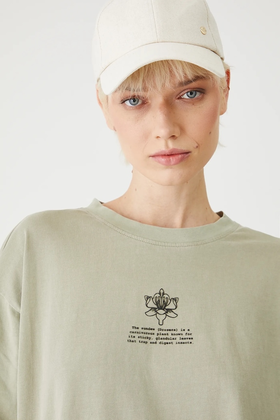 T-shirt bawełniany damski z kolekcji Medicine x Słowiński Park Narodowy kolor zielony RS25-TSDA51 zielony