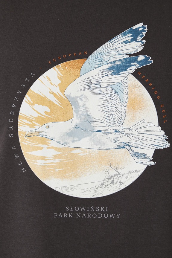 T-shirt bawełniany damski z elastanem z kolekcji Medicine x Słowiński Park Narodowy kolor szary RS25-TSDA52