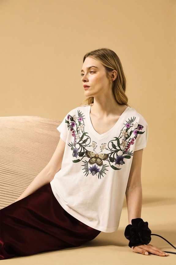 T-shirt bawełniany damski z kolekcji Medicine x Słowiński Park Narodowy kolor beżowy bawełna beżowy RS25-TSDA54