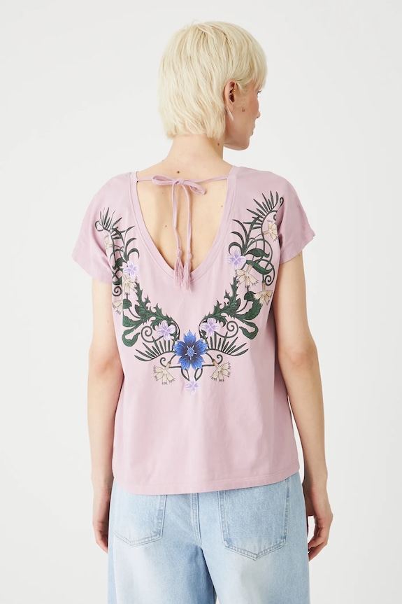 T-shirt bawełniany damski z kolekcji Medicine x Słowiński Park Narodowy kolor różowy różowy RS25-TSDA54