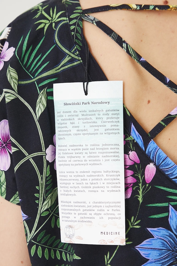 T-shirt bawełniany damski z kolekcji Medicine x Słowiński Park Narodowy kolor czarny RS25-TSDA56