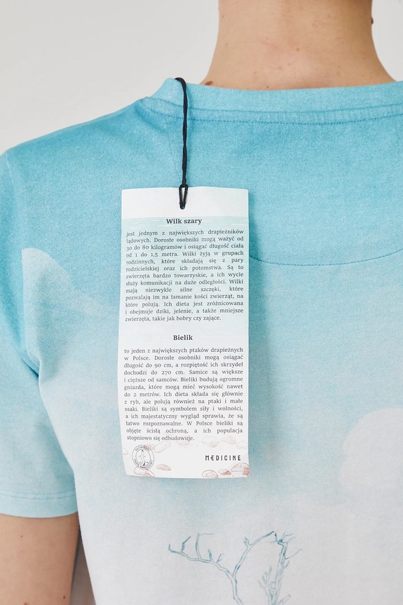 T-shirt bawełniany damski z elastanem z kolekcji Medicine x Słowiński Park Narodowy kolor niebieski RS25.TSDA60