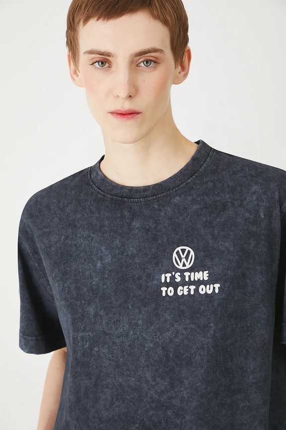 Bavlněné tričko dámské Volkswagen šedá barva relaxed šedá RS25-TSDA73
