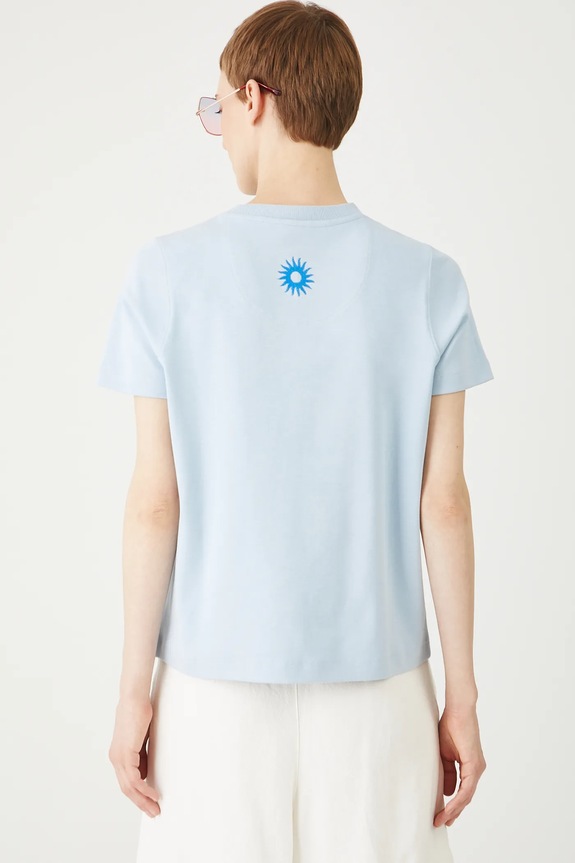 Odzież T-shirt bawełniany damski z elastanem interlock kolor niebieski RS25-TSDB00 niebieski