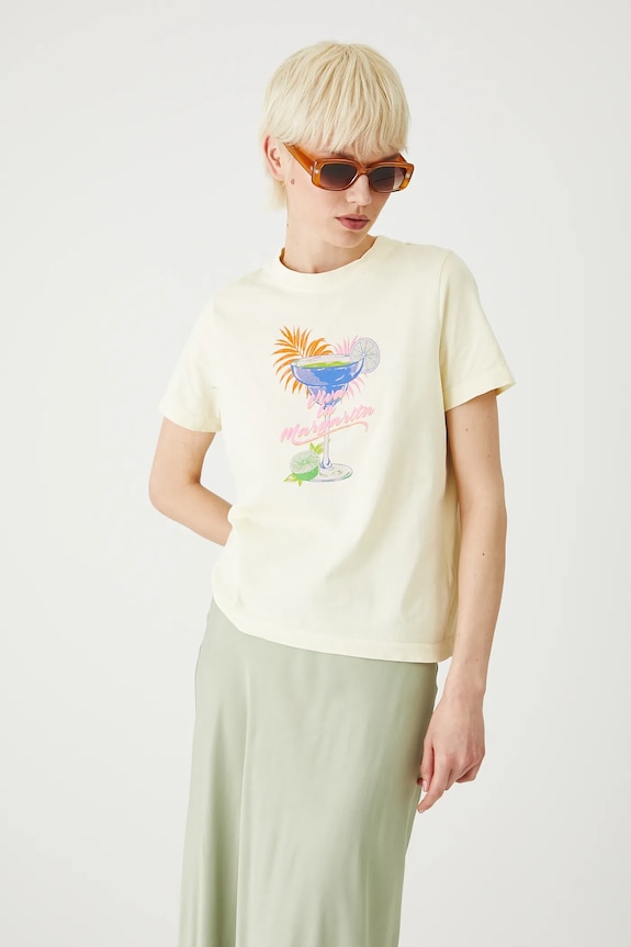 T-shirt bawełniany damski z efektem sprania kolor żółty RS25-TSDB03 żółty