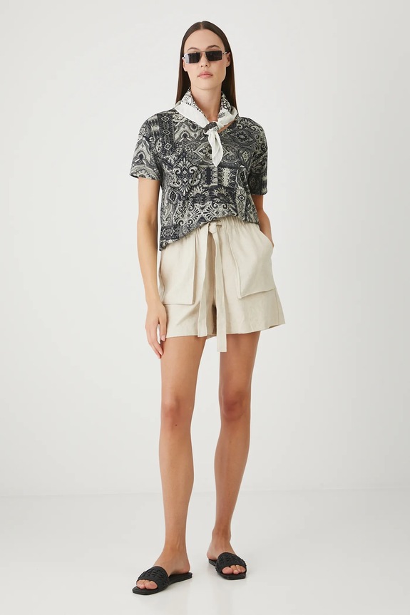 T-shirt bawełniany damski z elastanem wzorzysty kolor czarny RS25-TSDB13 czarny RS25