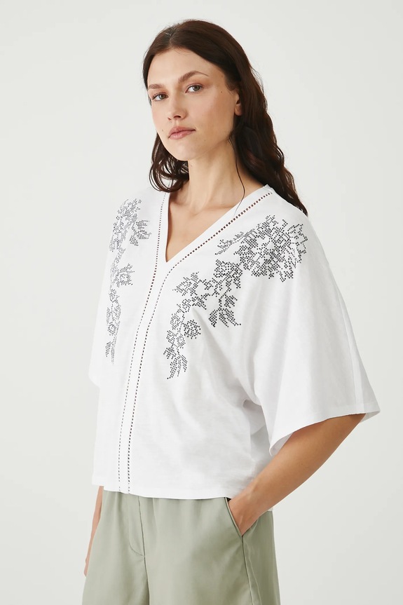 Medicine tricou din bumbac imprimeu alb RS25-TSDB18
