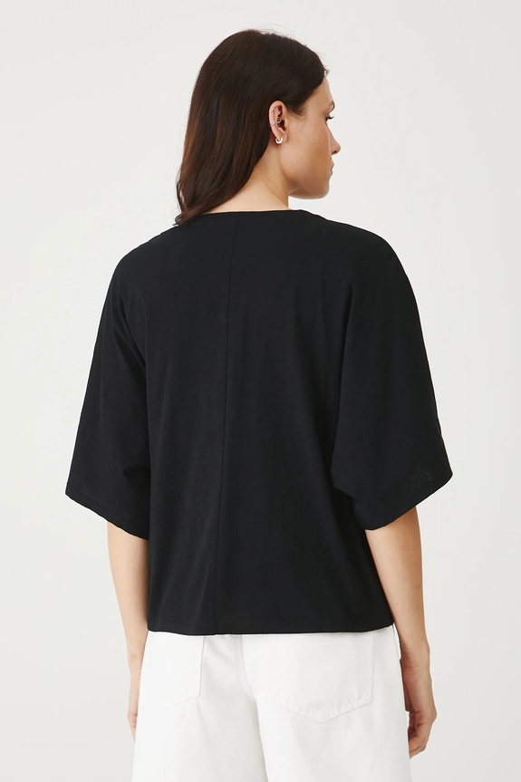 Odzież T-shirt bawełniany damski z ozdobną aplikacją kolor czarny RS25-TSDB18 czarny